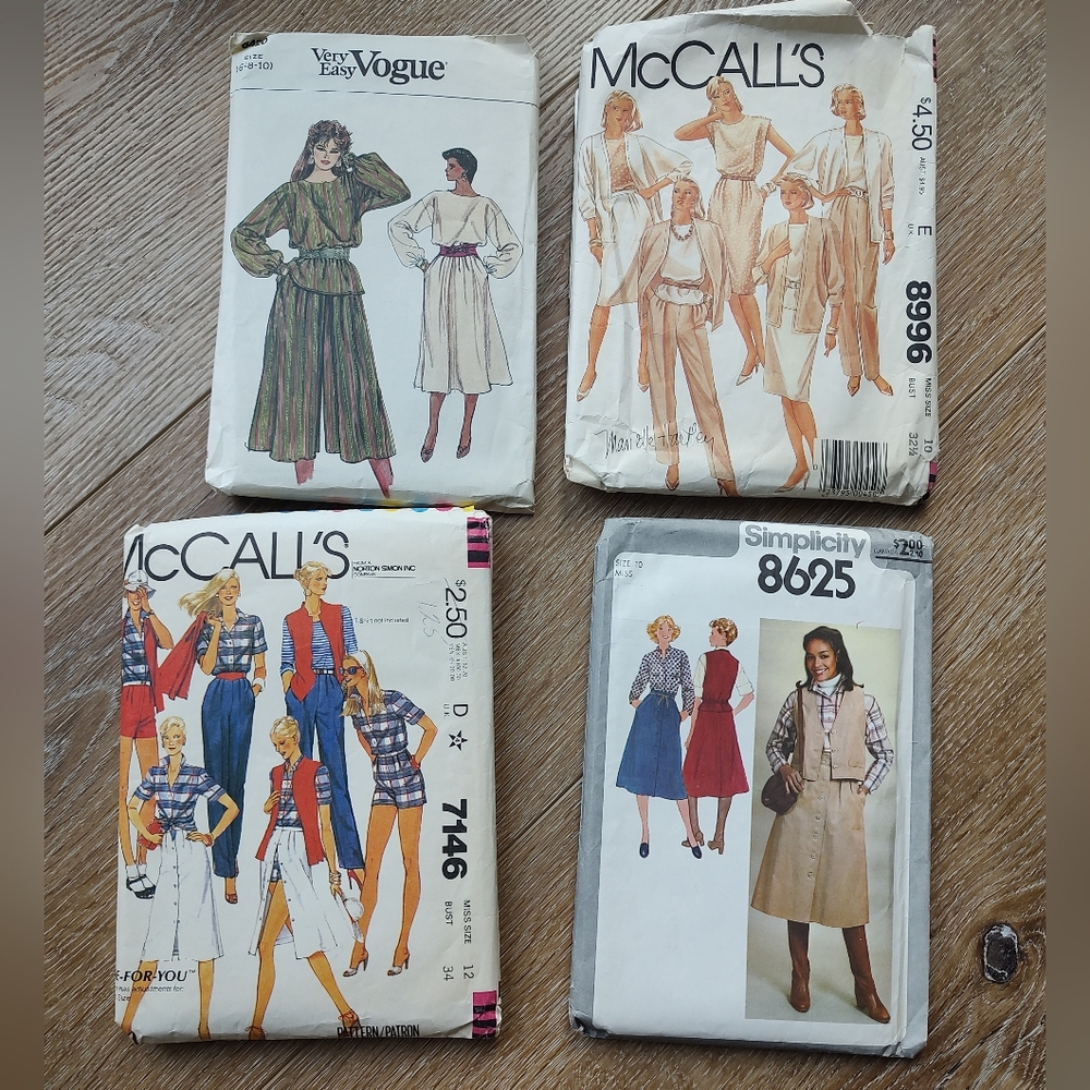 Vintage 1980s Vogue Simplicity McCalls Women's Sewing Patterns Suit Skirt Tops